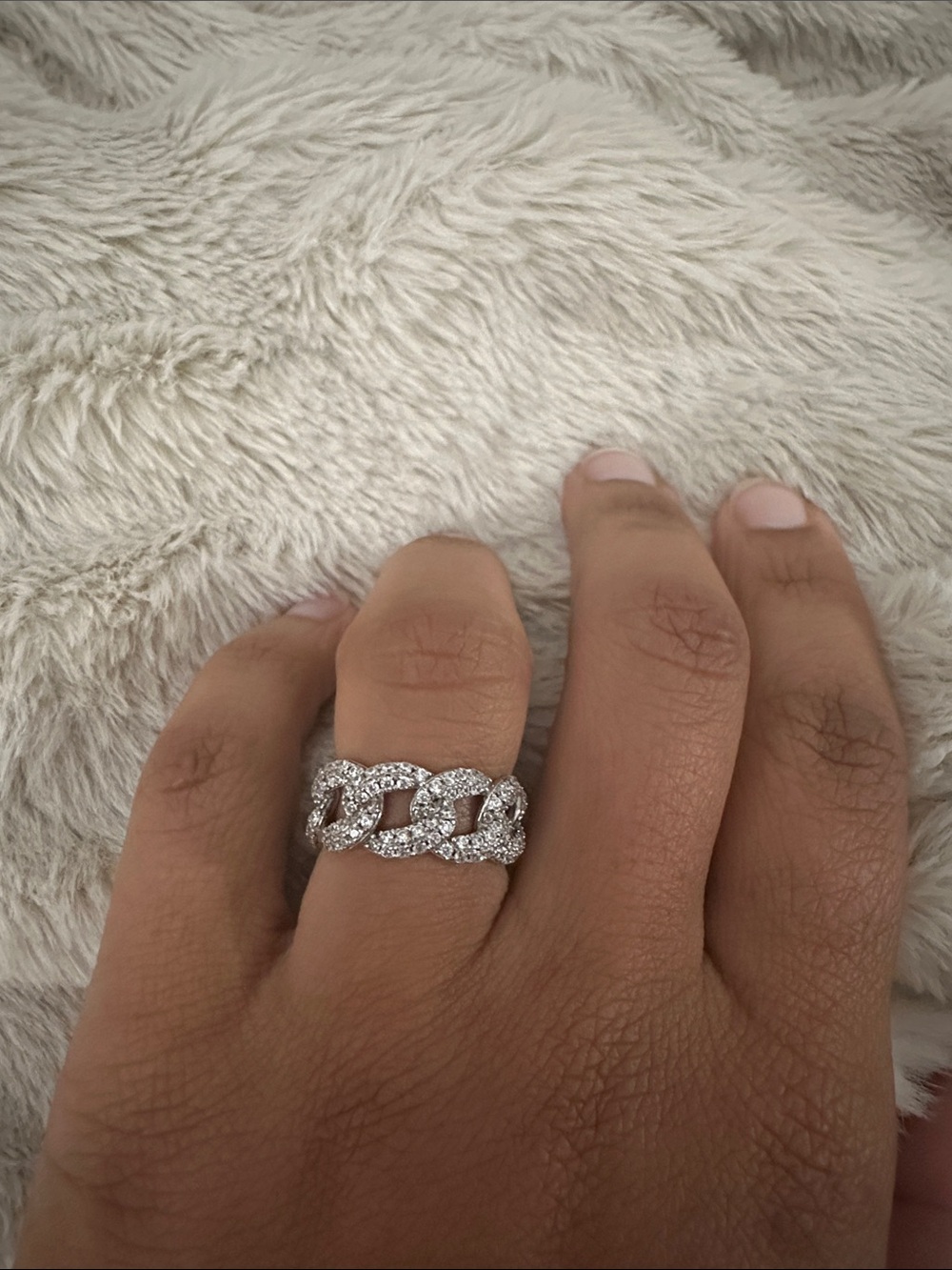 Pave Chain Link Statement Ring – Silver 925